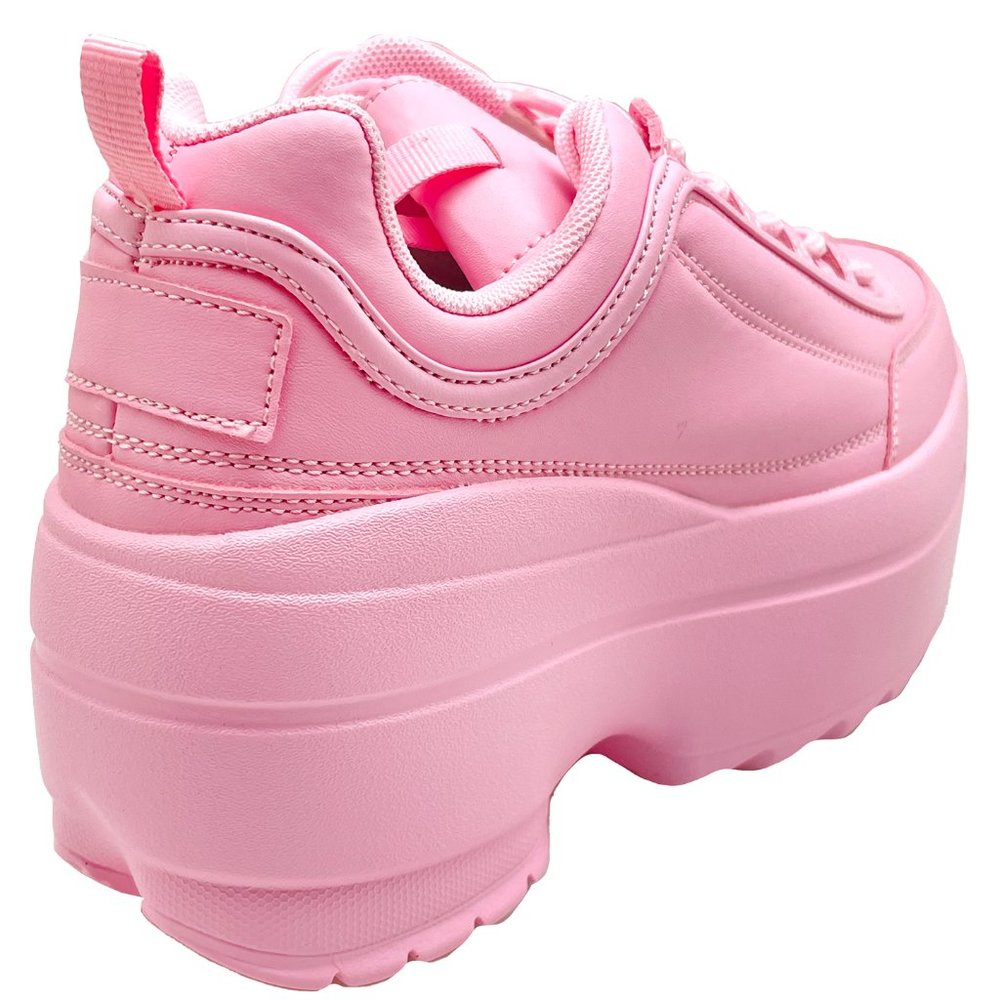 NEW Berness - LILY 5005 Sugar Pop Pink Platform Sneakers - Picture 5 of 6